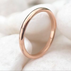 18k Solid Rose Gold Band 2mm